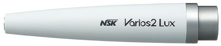 Ultraschall-Handstück Varios2 Lux mit Doppel-LED-Output in Weiß und Silber.