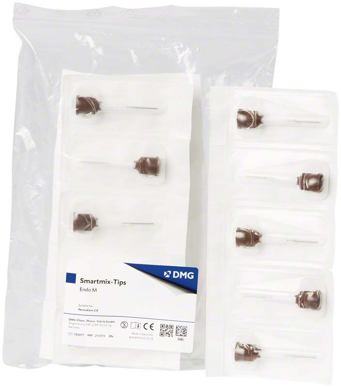 Smartmix-Tips Endo M Mischkanülen in transparenter Verpackung.