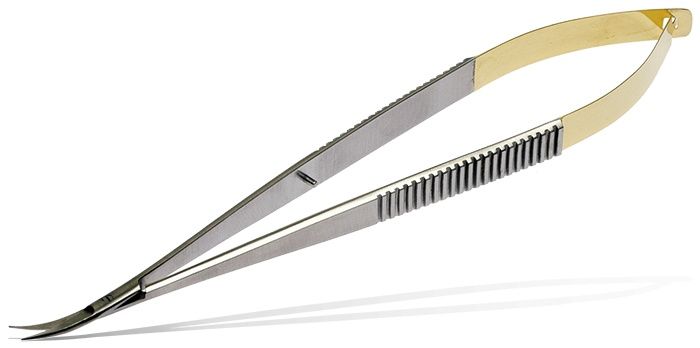 Chirurgische Schere TC Line Jacobson, gebogen und gezackt.