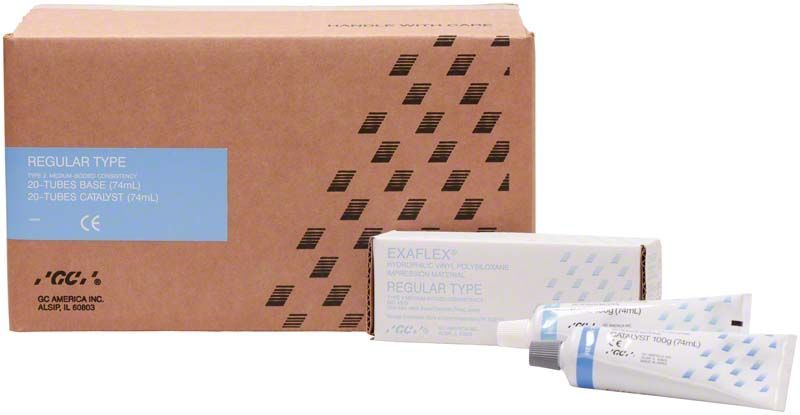 Exaflex® Regular Basis und Katalysator Tuben vor Verpackung.