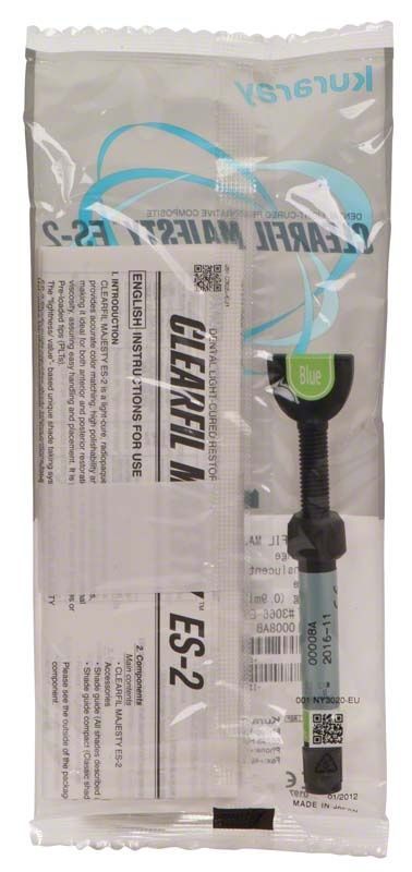 Klarfil Majesty ES-2 Spritze in Originalverpackung mit blauer Kennzeichnung.