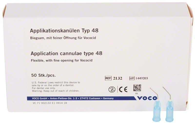 Applikationskanülen Typ 48 mit blauem Ansatz, 50 sterile Einwegkanülen.