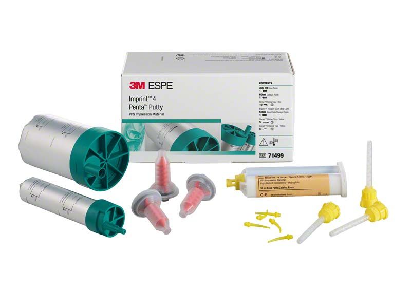Imprint™ 4 Penta™ Putty Trialkit mit Kartuschen und Mischdüsen.