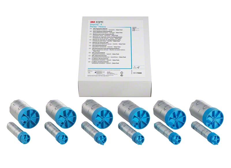 Imprint™ 4 Penta™ Heavy Value Pack mit blauen Kartuschen für dentale Abformungen.