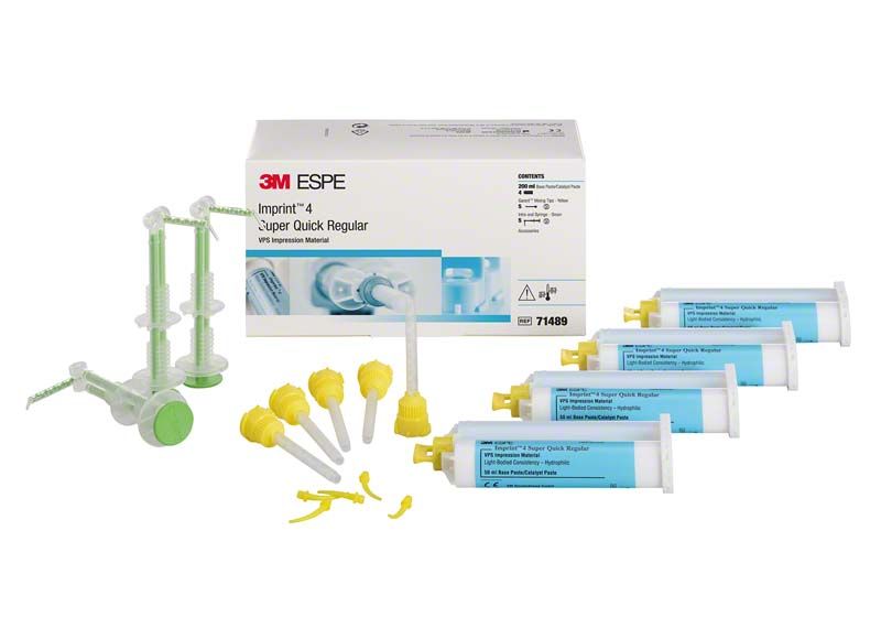 Verpackung und Kartuschen des Imprint™ 4 Super Quick Regular Abformmaterials.