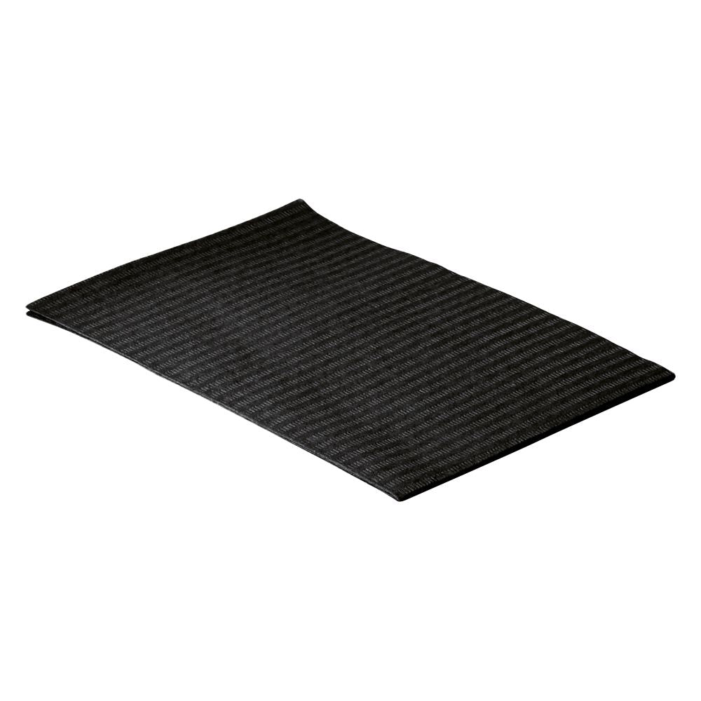 Schwarze Patientenserviette aus zweilagigem Papier und Polyethylen.
