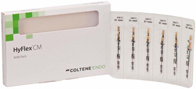 HyFlex™ CM NiTi-Feilen 31mm Gr. 04/15 in geöffneter Verpackung.