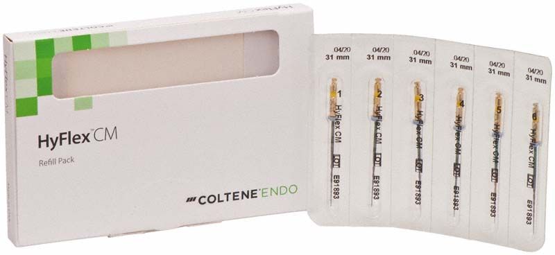 HyFlex™ CM NiTi-Feilen 31mm Refill-Packung mit sechs Feilen.