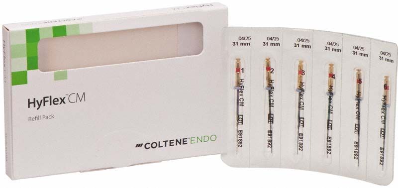 HyFlex™ CM NiTi-Feilen 31mm Gr. 04/25 in geöffneter Verpackung.
