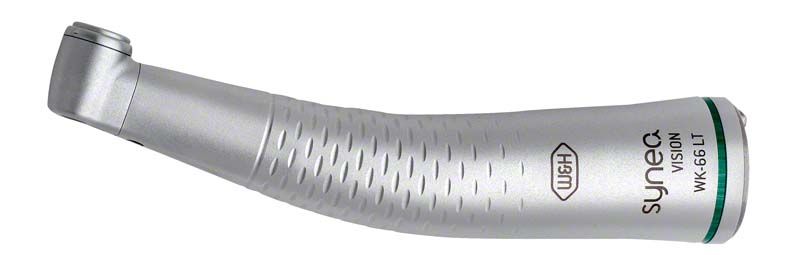 Synea Vision Winkelstück Typ WK-66 LT in silberner Farbe mit grünem Ring.