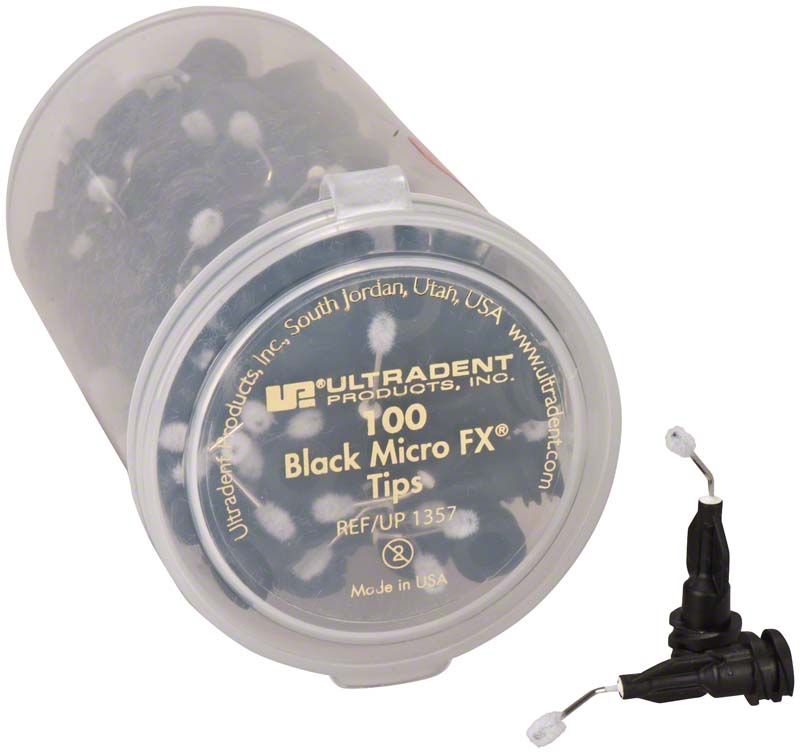 100er Pack Black Micro FX Tips mit schwarzem Kunststoffansatz und feiner Metallkanüle.