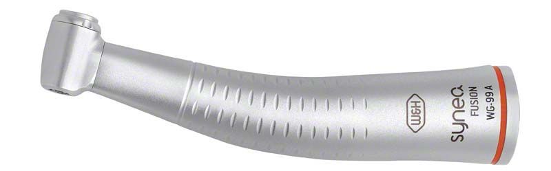 Synea Fusion Winkelstück Typ WG-99 A in Silber mit orangem Akzent.