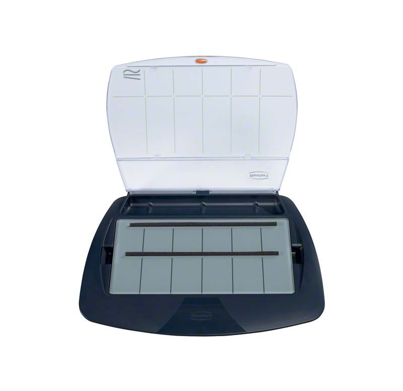 lay:art crystal aqua XL Anmischplatte mit geöffnetem Deckel und Schaumstreifen