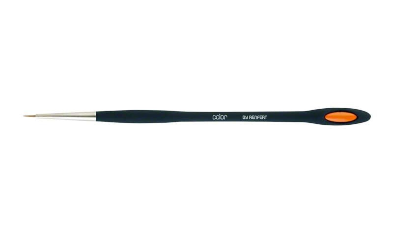 Feiner Keramikpinsel für dentalästhetische Anwendungen mit schwarzem Griff.