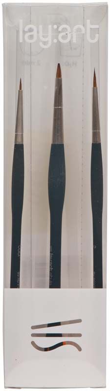 Drei hochwertige Dentalpinsel im Etui, ideal für präzise Anwendungen.