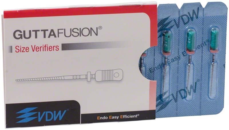 GUTTAFUSION® Size Verifier Gr. 035 grün mit Verpackung und Einzelverpackungen.
