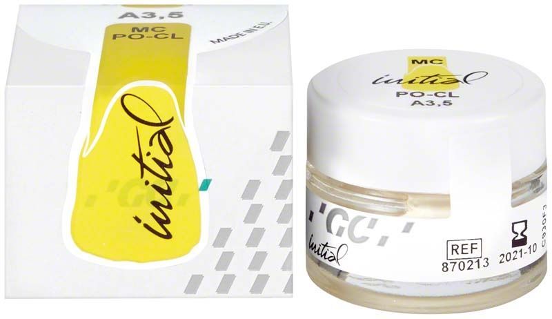GC Initial MC Paste Opaque Classic Line PO-CL A3,5 in Glasbehälter mit Verpackung.
