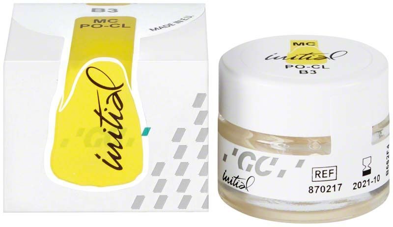 Glasbehälter mit GC Initial MC Paste Opaque Classic Line PO-CL B3.