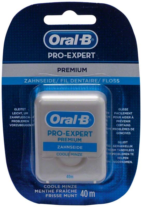 Oral-B PRO-EXPERT PremiumFloss 40m Verpackung mit Minzgeschmack.