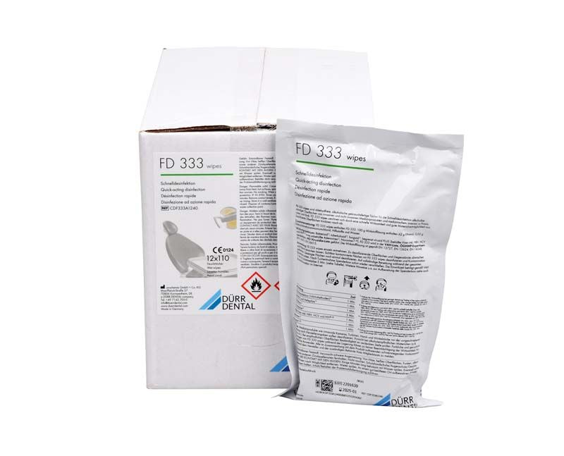 Nachfüllbeutel und Verpackung der FD 333 Desinfektionstücher von medic-star.