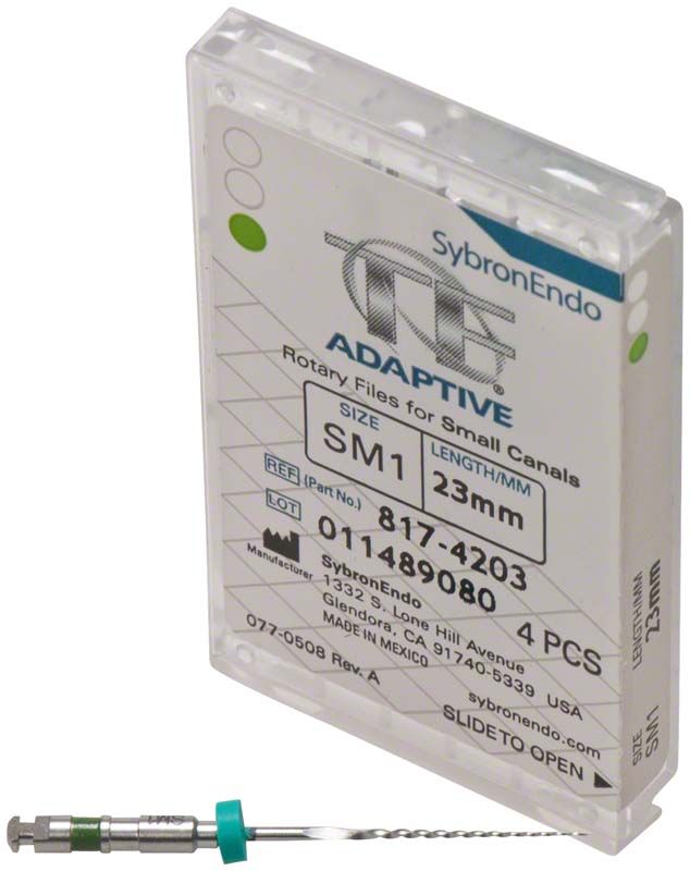 Verpackung der SybronEndo TF® Adaptive Feilen SM1 mit grünem Ring.