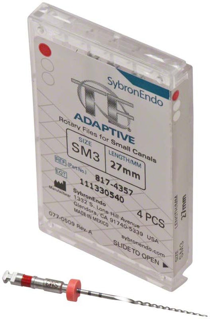 Endofeile SybronEndo TF® Adaptive SM3 27mm mit Verpackung und rot markiertem Griff.