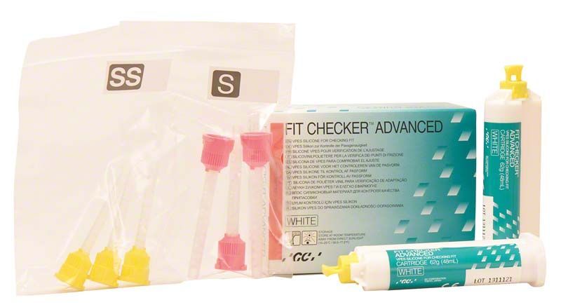 Fit Checker Advanced weiß Kartuschen mit Zubehör und Verpackung.