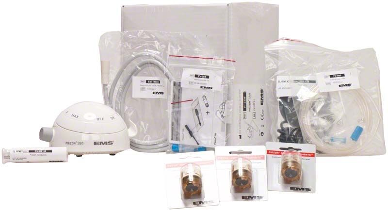 PIEZON® 150 mit LED Licht und Zubehör auf weißem Hintergrund.