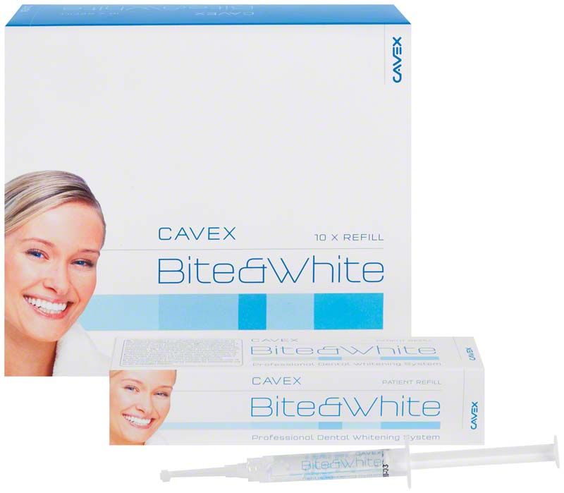 Cavex Bite&White Kit Refill mit Verpackung und Spritze zur Zahnaufhellung