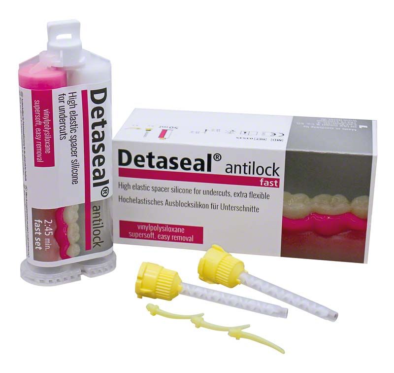 Detaseal antilock Kartusche mit Verpackung und Zubehörteilen.