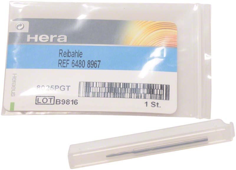 Reibahle von Heraeus in transparenter Verpackung mit Etikett.