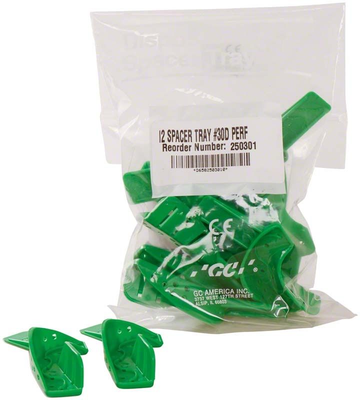 Einweg-Abformlöffel aus grünem Kunststoff im 12er-Pack.