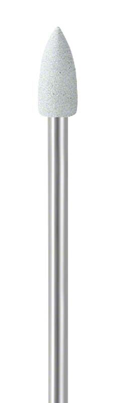 Weißer Schleifaufsatz auf Metallstiel für medizinische Anwendungen.