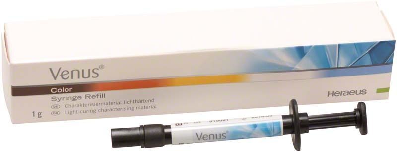 Spritze mit Venus Color Spritze Blue vor Verpackung.