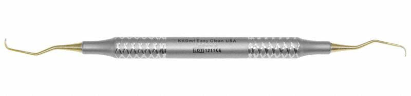 KKD® mf RB-LINE TiZi 3 Titan-Implantatkürette mit zirkonnitridbeschichteten Spitzen.