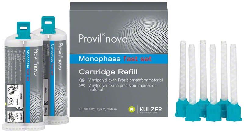 Provil novo Kartuschen mono fast 2 x 50ml mit Mischkanülen.