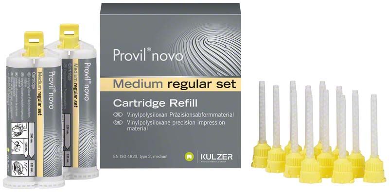 Provil novo Kartuschen medium regular, 2 x 50ml mit gelben Mischkanülen.