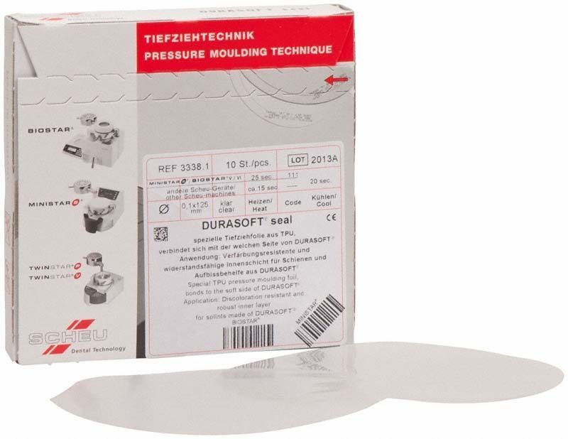 Hochwertige DURASOFT®-Tiefziehfolie für dentalmedizinische Anwendungen.