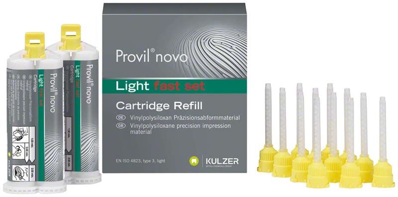 Provil novo Kartuschen Light Fast Set mit Zubehör und Verpackung.