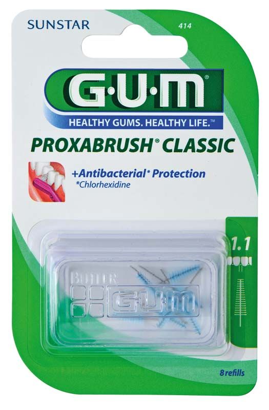 GUM PROXABRUSH CLASSIC Ersatzbürsten in Originalverpackung mit antibakteriellem Schutz.