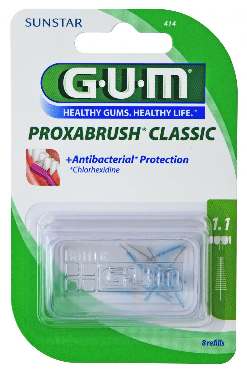 GUM PROXABRUSH CLASSIC Ersatzbürsten mit antibakteriellem Schutz in Blisterverpackung.