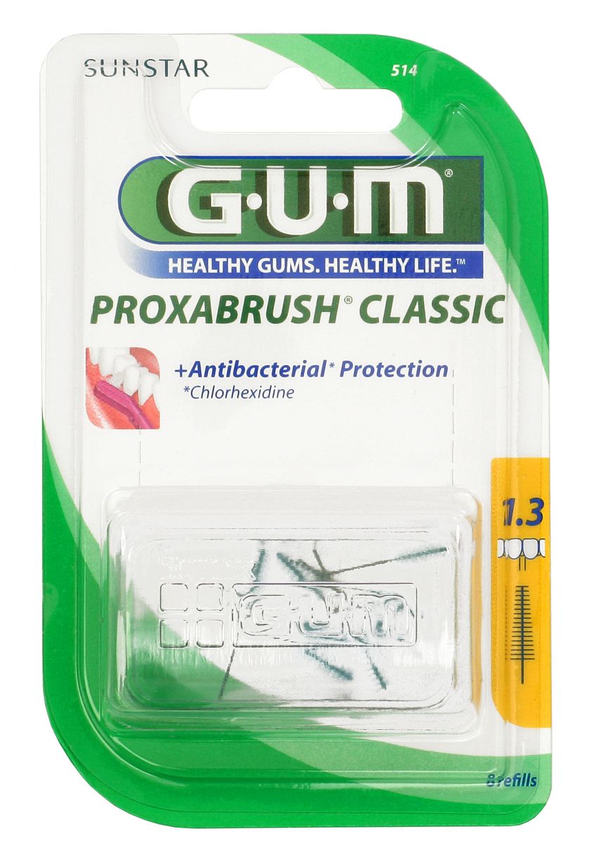 GUM PROXABRUSH CLASSIC Ersatzbürsten Gr. 4, antibakterieller Schutz, Verpackungsvorderseite.