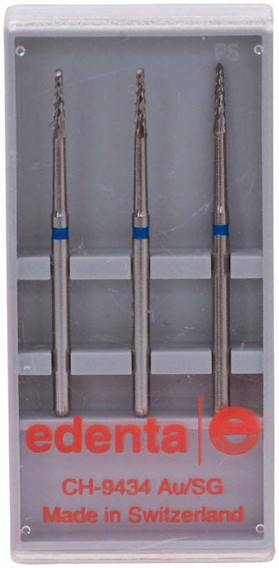 Drei Knochenfräser C254A 012 FGXXL in transparenter Verpackung.