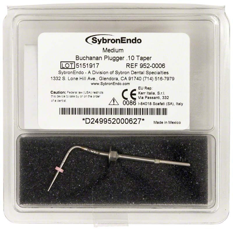 Mittlerer Buchanan Heat Plugger in Kunststoffverpackung mit Etikett.