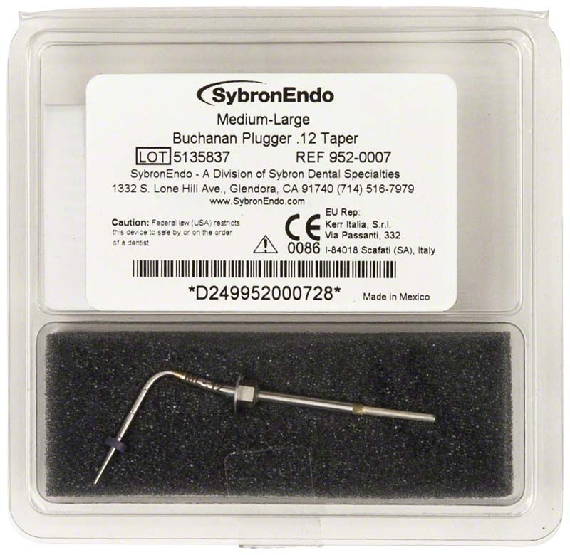 Buchanan Heat Plugger Medium-Large in transparenter Kunststoffverpackung.