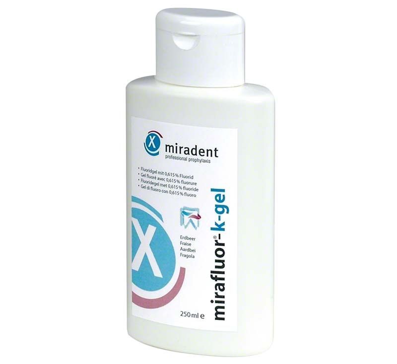mirafluor®-k-gel Erdbeere Flasche mit 250 ml Inhalt von miradent
