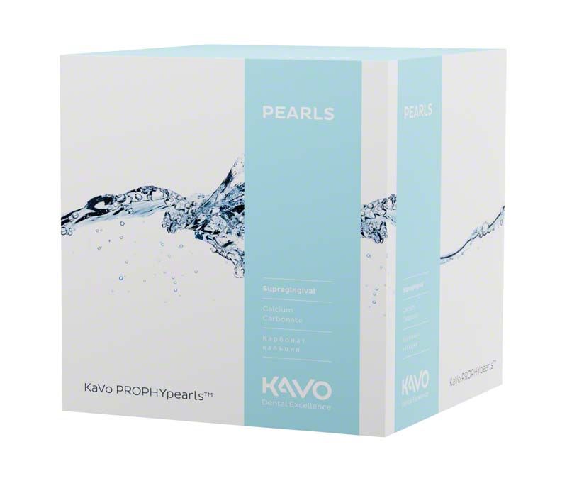 PROPHYpearls Verpackung mit Wasserstrahl-Design und Produktinformationen.
