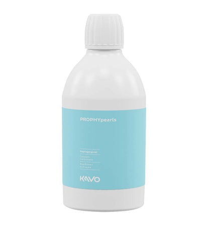 PROPHYpearls Flasche mit blauem Etikett und Produktinformationen.
