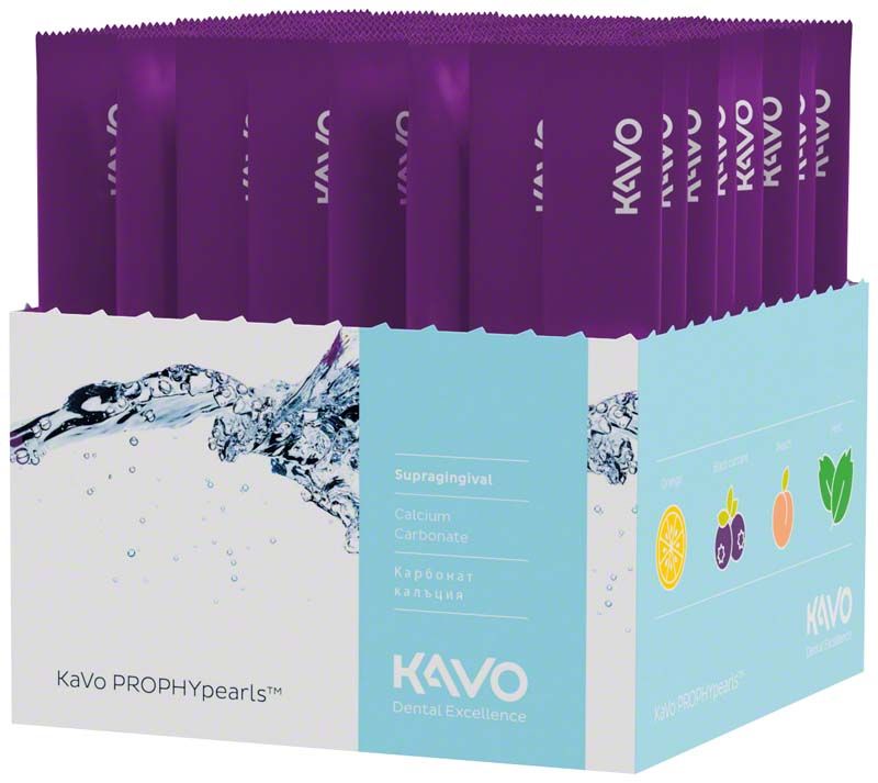 KaVo PROPHYpearls Sticks schwarze Johannisbeere in lila Verpackung im Displaybox.