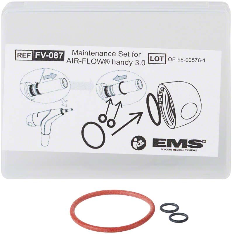 Wartungsset für AIR-FLOW® HANDY 3 mit Dichtungsringen und Anleitung.